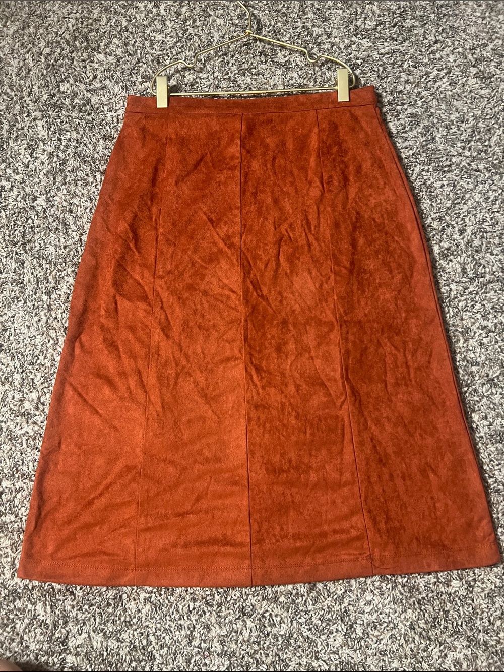 NEW Christopher & Banks Faux Suede Button Front A-Line Midi Skirt Boho Western - Picture 4 of 4
